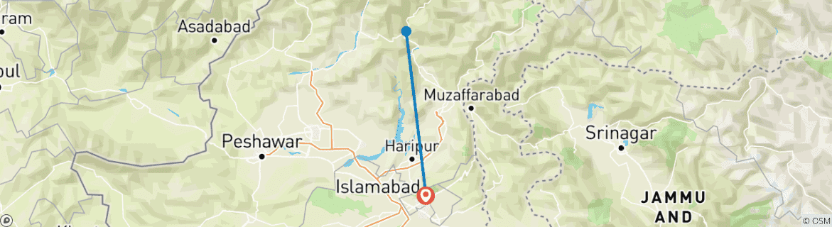 Foto van een kaart met de route van de rondreis