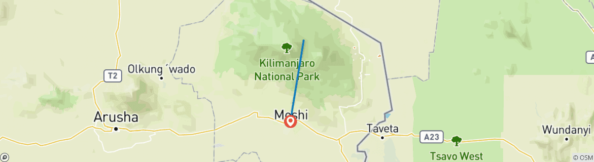 Kaart van Kilimanjaro Beklimming - Rongai Route