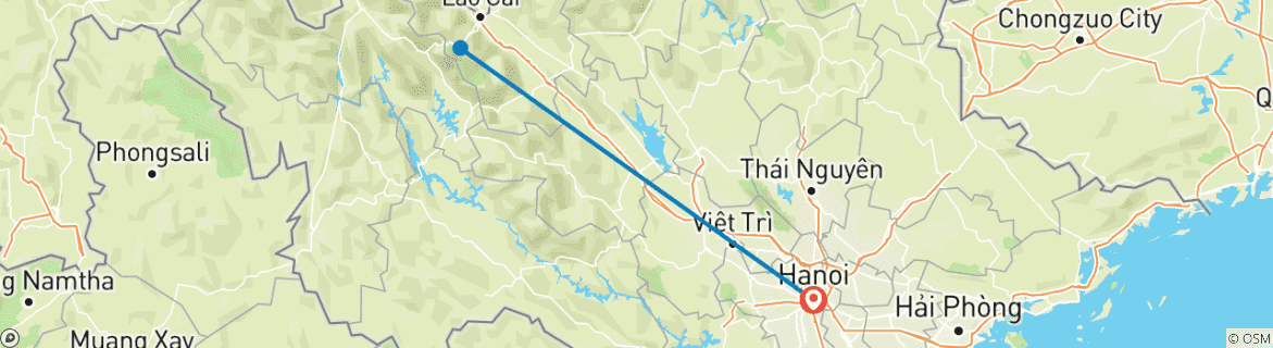 Map of From Hanoi: 3-Day Sapa Tour with Fansipan Peak Visit