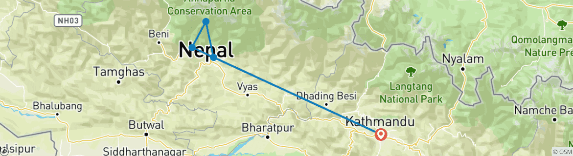 Mapa de Senderismo Mardi Himal