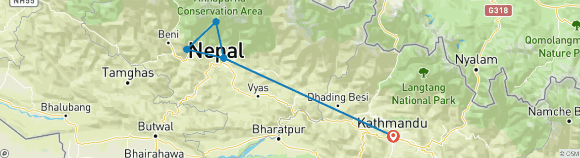 Mapa de Senderismo Mardi Himal