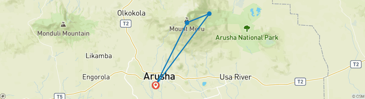 Karte mit der Reiseroute