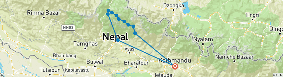 Carte du circuit Circuit de l'Annapurna