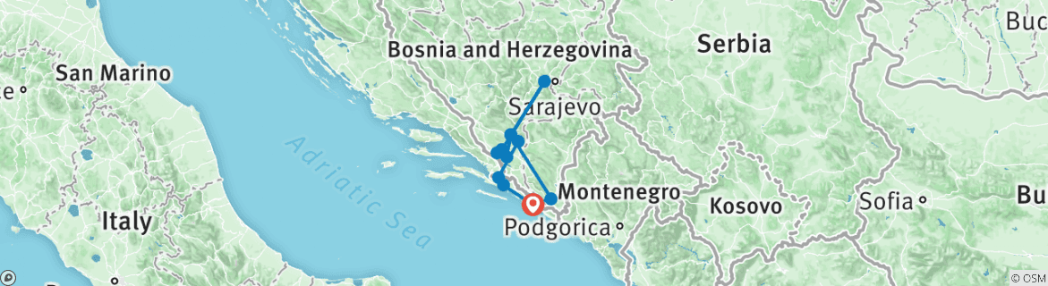 Map of From Dubrovnik to Bosnia Discovery in 7 days