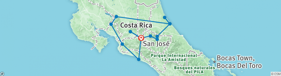 Map of Costa Rica - Coast to Coast