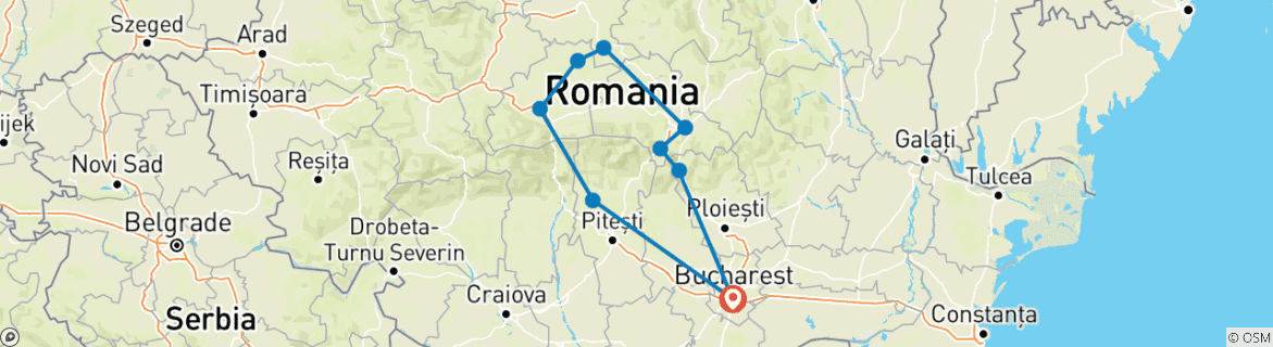 Map of The Medieval Transylvania - 3 Day Tour from Bucharest