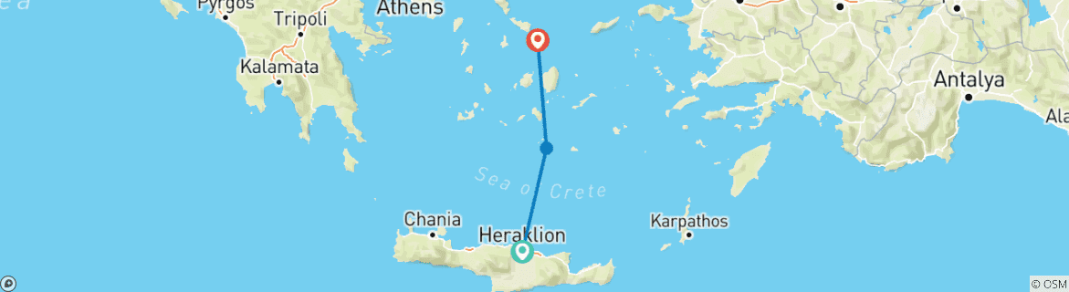 Foto van een kaart met de route van de rondreis