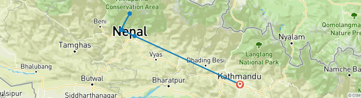 Map of Fishtail Valley View, Mardi Himal Trek