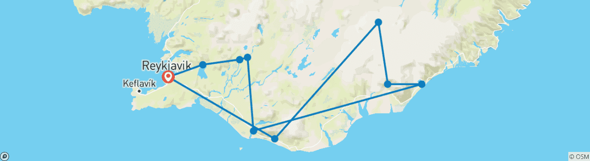 Image d'une carte montrant l'itinéraire du circuit