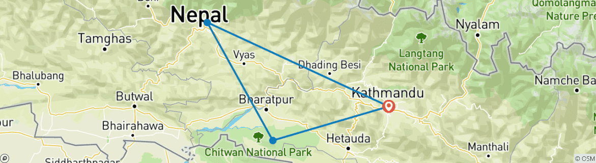 Map of Himalayan Golden Triangle Tour