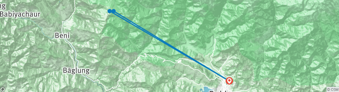 Carte du circuit Ghorepani Poon Hill Trek - 3 jours 2022/2023