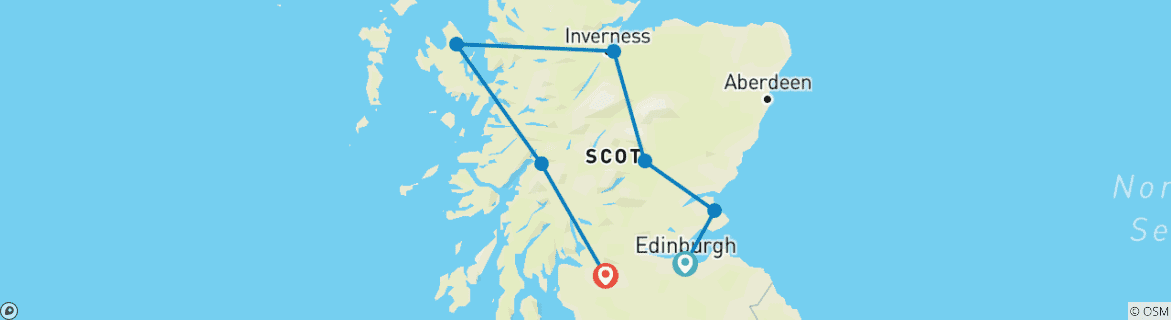 Carte du circuit Le meilleur de l'Écosse - hiver, 7 jours