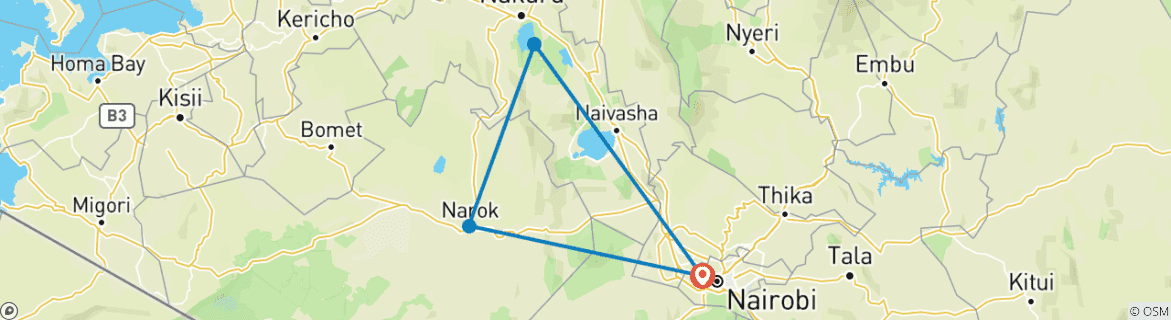 Foto van een kaart met de route van de rondreis