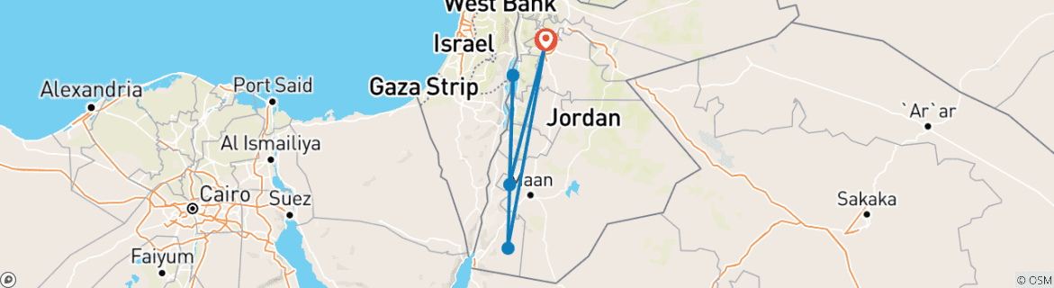 Map of Best of Jordan Tours 7 Days - Discover Jordn In-Depth Petra, Dead Sea & Wadi Rum