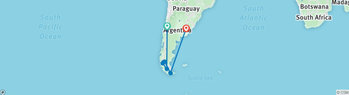 Map of Patagonia In Style - 14 days