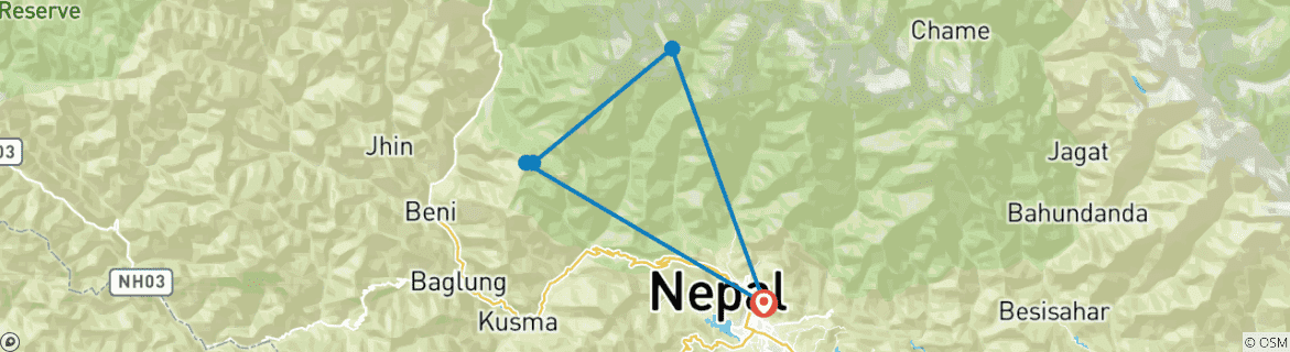 Map of Private Poon Hill Trek 3 Days