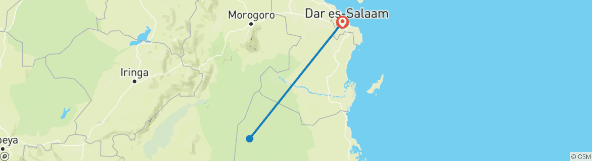 Mapa de Safari en Tanzania-Aventura en Selous y Dar Es Salaam