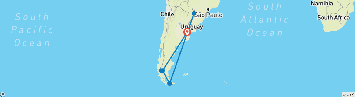 Map of 10 -Days of Unforgettable Exploration in Argentina