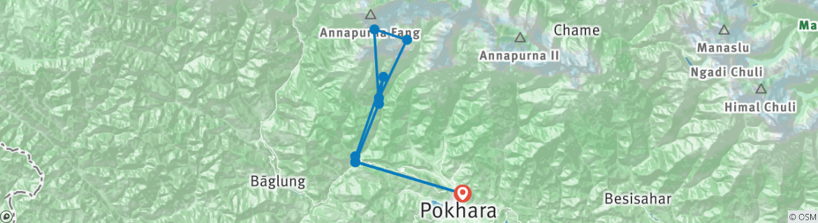 Carte du circuit Trek court du camp de base de l'Annapurna