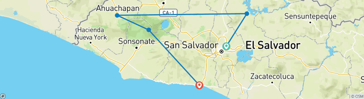 Map of Tour El Salvador: Unveil a Wonderful Mosaic of Culture, History, and Nature