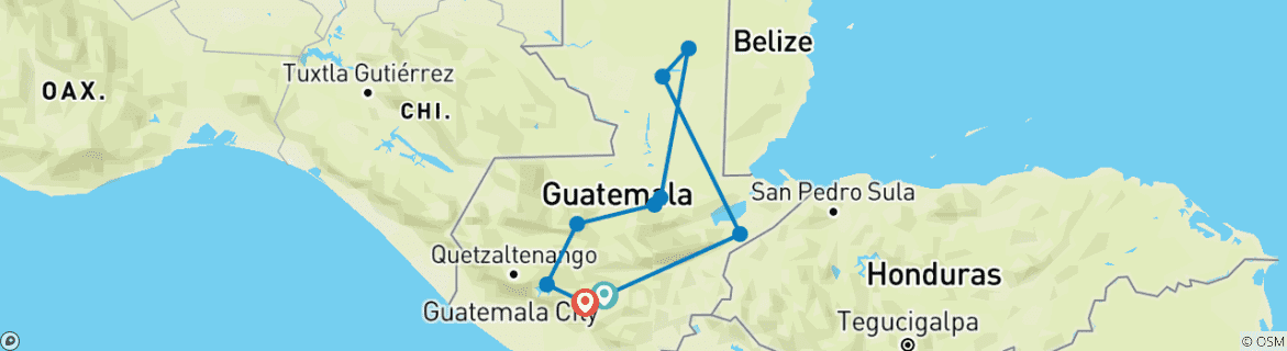 Carte du circuit Circuit au Guatemala : une aventure colorée en Amérique centrale