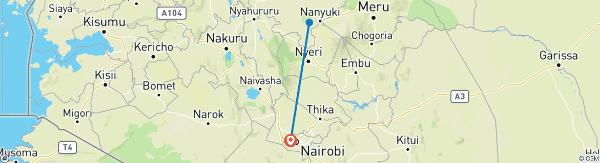 Karte von Toi Pejeta Conservancy Safari ab Nairobi (mit kostenloser Abholung vom Flughafen) - 3 Tage