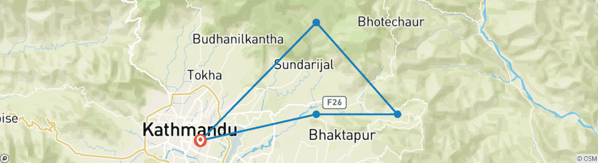 Map of Chisapani-Nagarkot (3 days)