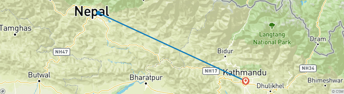 Map of Mardi Himal Trekking 7 Days