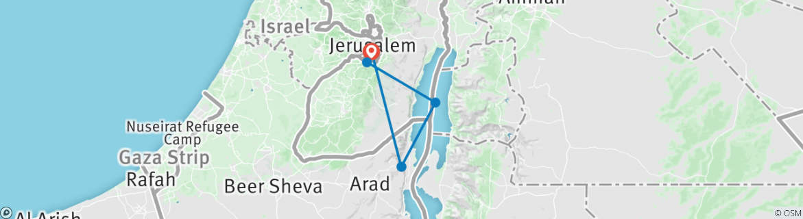 Map of Christian Jerusalem, Bethlehem & Masada, 3 Days