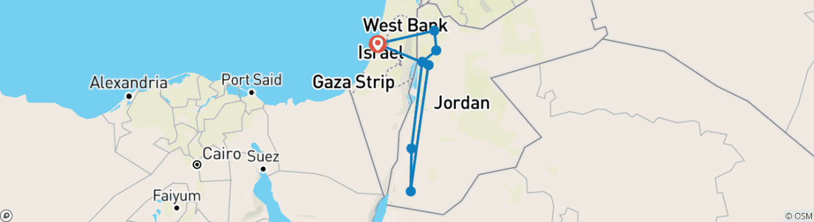 Carte du circuit Jordanie classique, 4 jours.