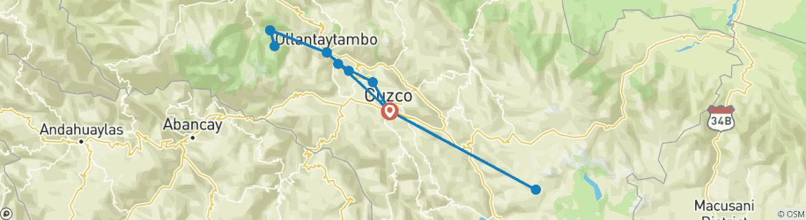 Foto van een kaart met de route van de rondreis