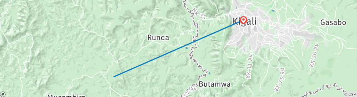 Map of 7 Day Rwanda Cultural tour