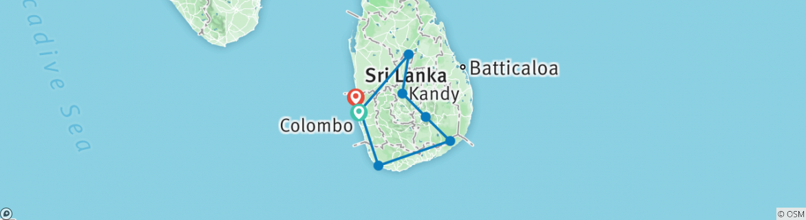 Map of Sri Lanka in Luxury Eco Friendly Resorts