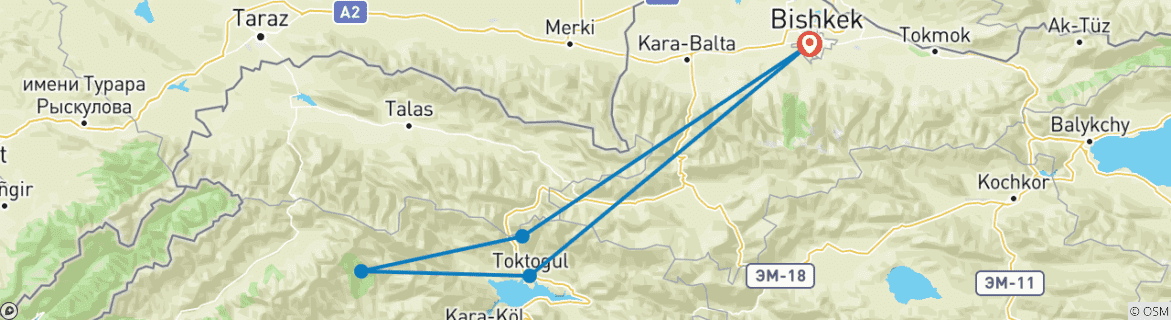 Map of Alpine Lake Sary-Chelek