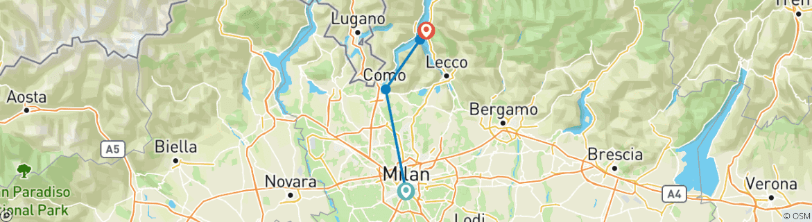 Image d'une carte montrant l'itinéraire du circuit