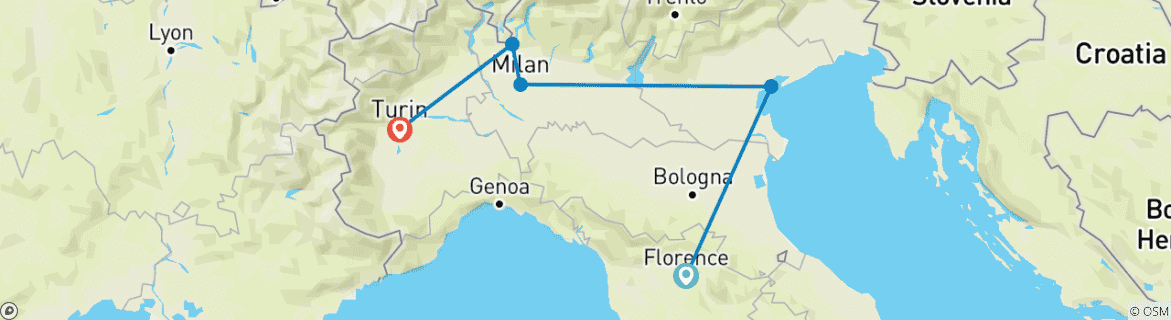 Image d'une carte montrant l'itinéraire du circuit