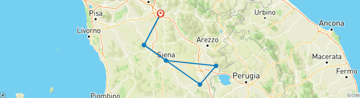 Image d'une carte montrant l'itinéraire du circuit