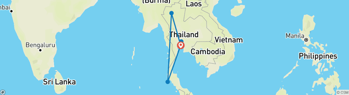 Mapa de Circuito de 10 días por Tailandia con Phuket (personalizado privado)