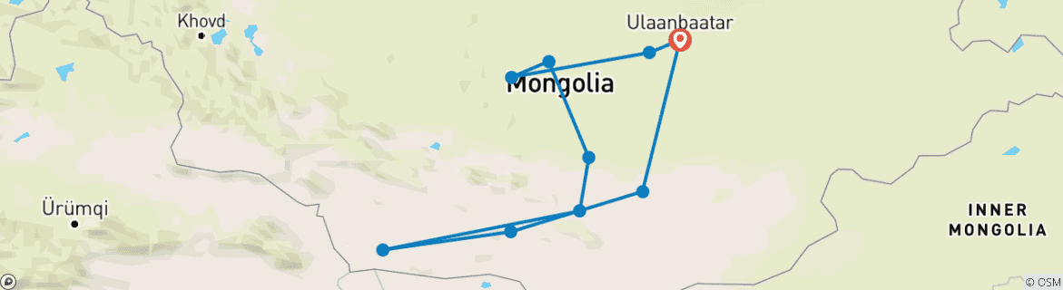 Mapa de Gobi y valle de Orkhon 9D/8N