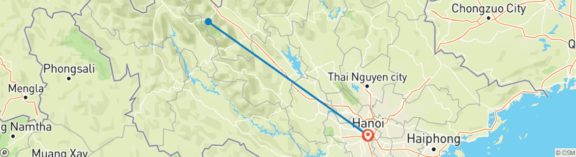 Carte du circuit Sapa 2 jours 1 nuit depuis Hanoi - Nuit au village de Ta Van