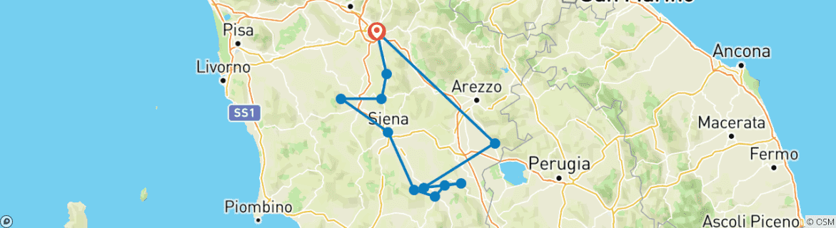 Image d'une carte montrant l'itinéraire du circuit