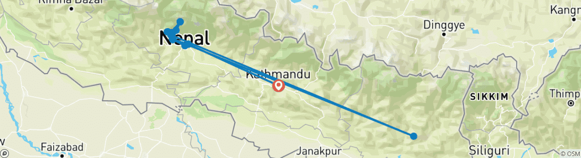 Carte du circuit Ghorepani Poon Hill Trek 7 jours
