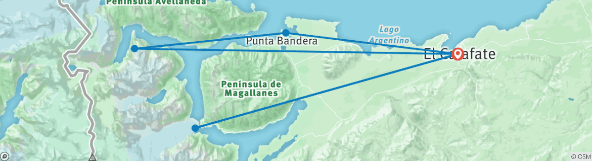 Carte du circuit El Calafate All Glaciers - 4 nuits