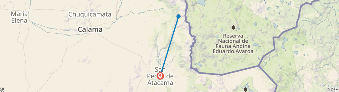 Map of San Pedro de Atacama Explorer – 3 Nights