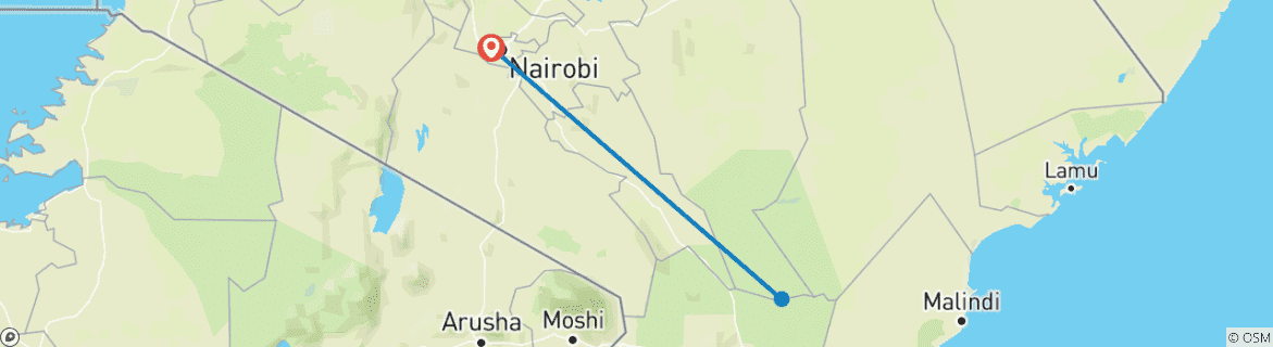 Mapa de Safari de 3 días y 2 noches al Parque Nacional del Tsavo desde Nairobi