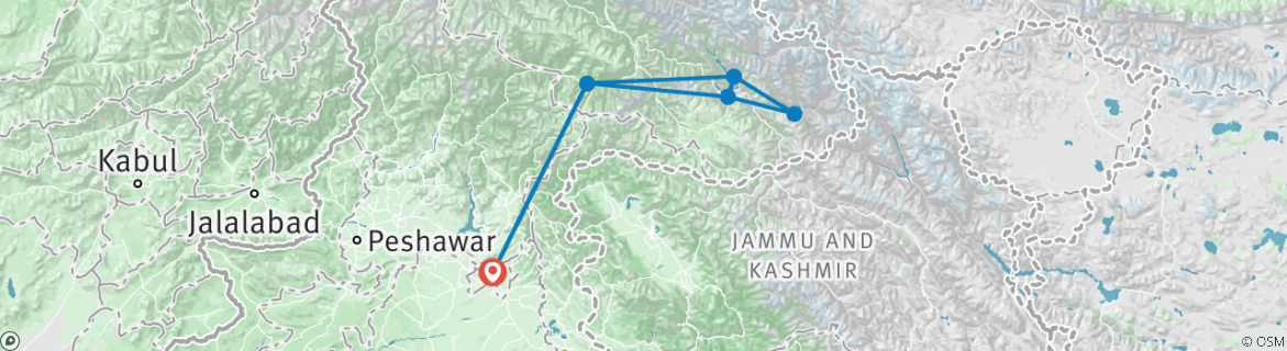 Carte du circuit Baltistan Pakistan - Skardu, Shigar, Khaplu Circuit d'automne