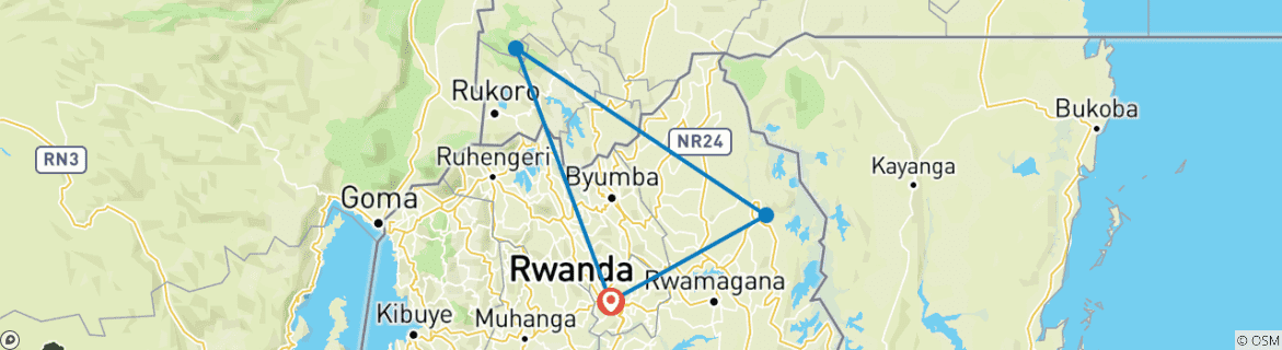 Karte von 5 Tage Gorilla Trekking in Uganda & Ruanda Wildlife