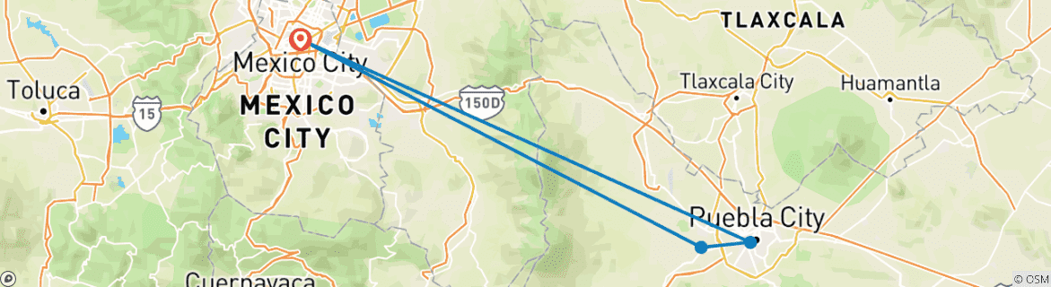 Carte du circuit Circuit gastronomique à Puebla : Goûtez aux saveurs irrésistibles de Cholula et d'Atlixco