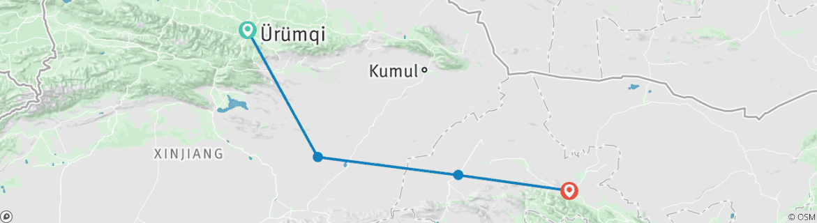 Mapa de La Ruta de la Seda de un vistazo: de Urumqi a Turpan, Dunhuang y Jiayuguan 7D