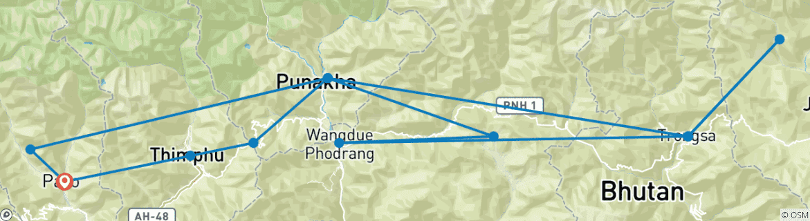 Image d'une carte montrant l'itinéraire du circuit